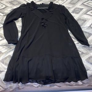 Kensie Black Chiffon sheer ruffled dress